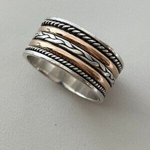 925 Sterling Silver & Gold ring Size 7.5